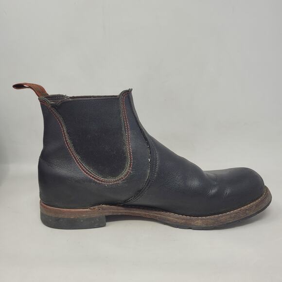 VTG Red Wing Shoes Boots 10.5D Black Leather Chelsea Rancher Workwear USA Ankle - Picture 5 of 13